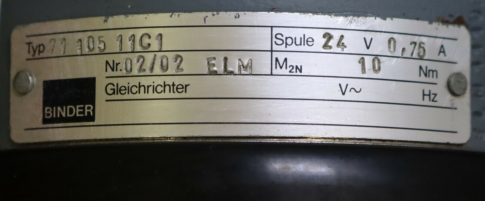 BINDER Federdruck-Lamellenbremse + Gleichrichter ELM 02/02 Typ 71 105 11 C1