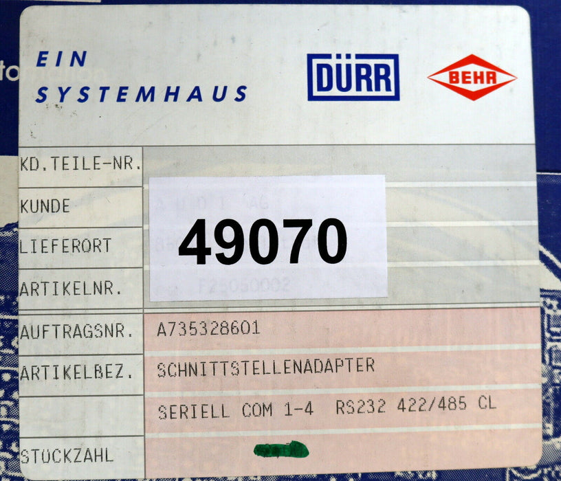 DÜRR / ADDI-DATA 4-fach serielle Schnittstellen-Adapter ADDICOM PA 755 unbenutzt