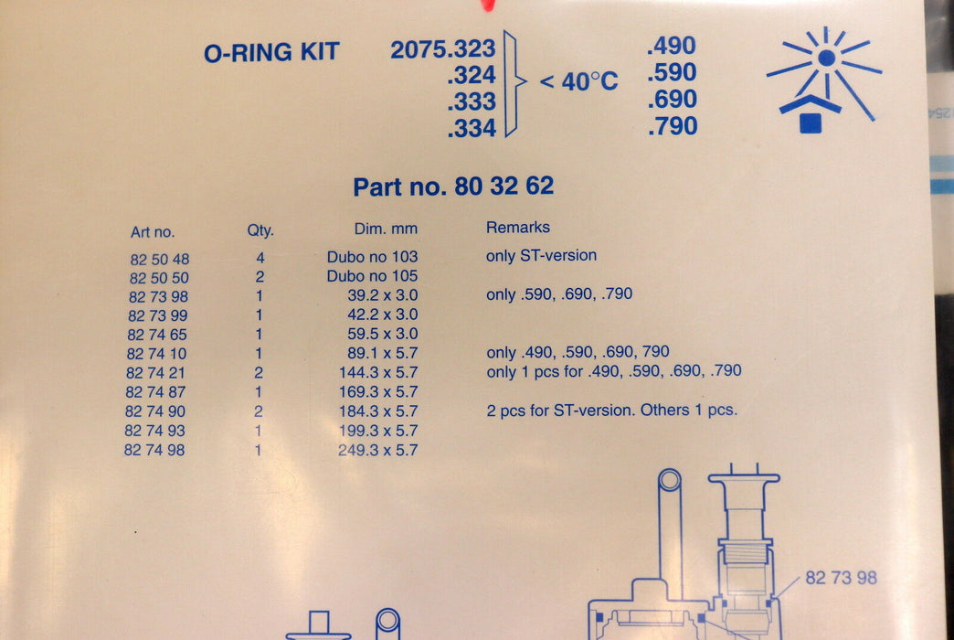 FLYGT O-Ring Kit Part No. 803262 Gewicht 250g unbenutzt in OVP