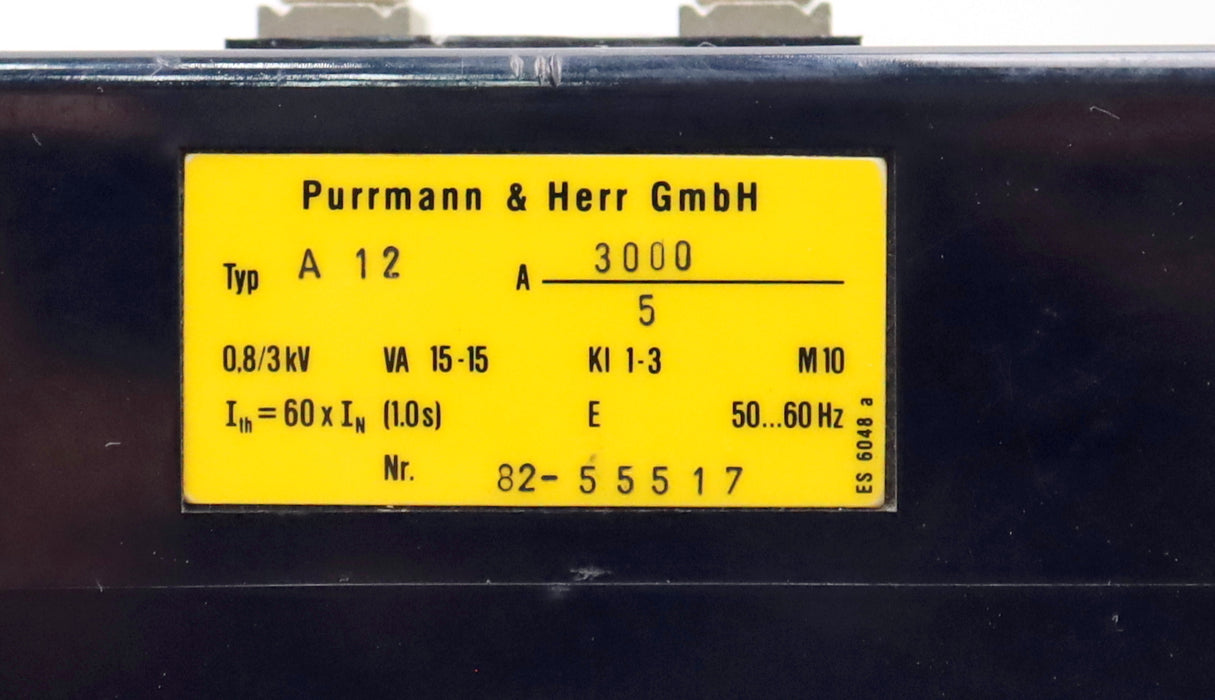 Bild des Artikels PURRMANN-&-HERR-Stromwandler-A12-3000/5A-0,8/3kV-50/60Hz-15-15VA-kl.-1-3-M10