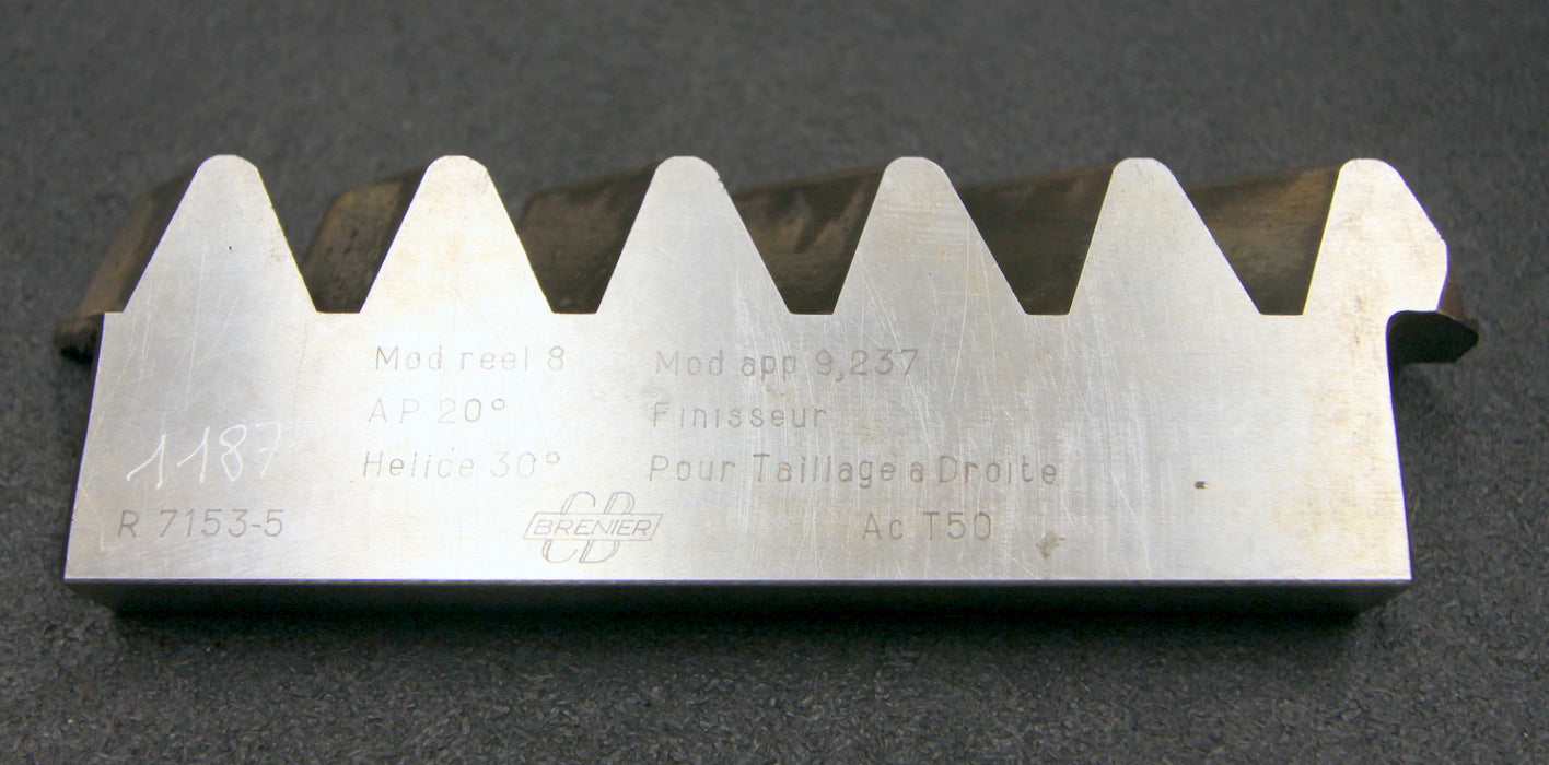 BRENIER Hobelkamm rack cutter für MAAG-Wälzhobelmaschinen m= 8 EGW 20° 195x36mm