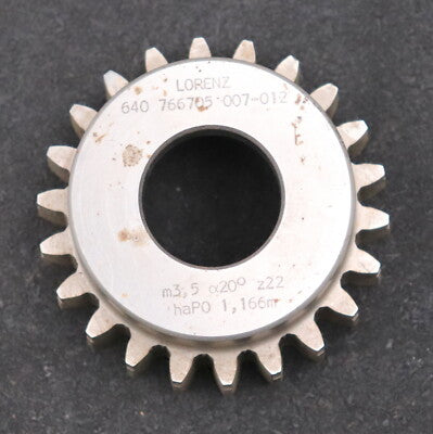 LORENZ Glockenschneidrad m= 3,5mm EGW 20° Z= 22 haP0= 1,166m Ø86x39xØ1 1/4"