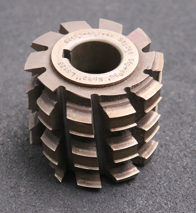 Keilwellenwälzfräser 6 Keile 10,3x40,3x48 mit Höcker Fertigfräser Ø75x66xØ27mm