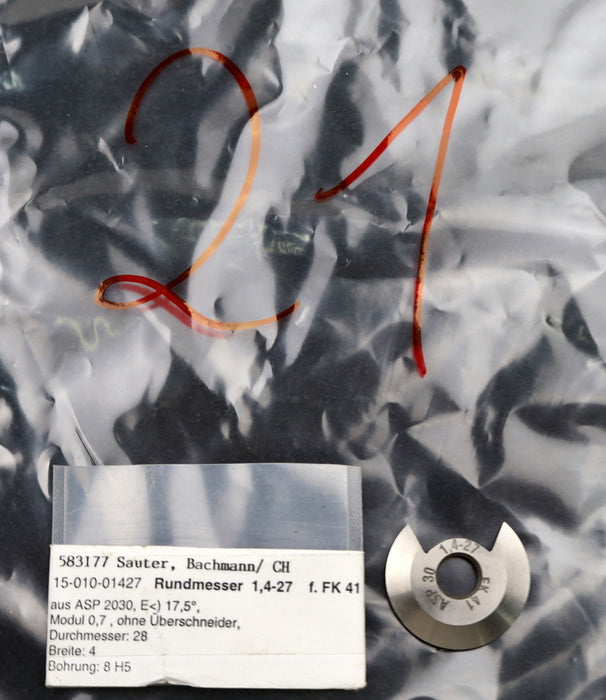 Bild des Artikels DOLD-Rundmesser-für-KLINGELNBERG-FK41-m=1,0-2,0-54-Ø28x4xØ8mm-17,5°-EGW-