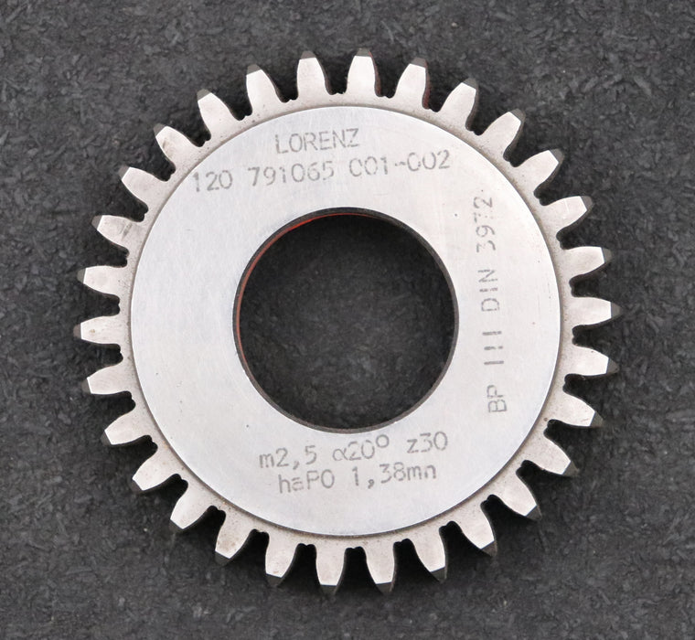 LORENZ Scheibenschneidrad m= 2,5mm EGW 20° Z= 30 haP0= 1,38m BP III DIN3972