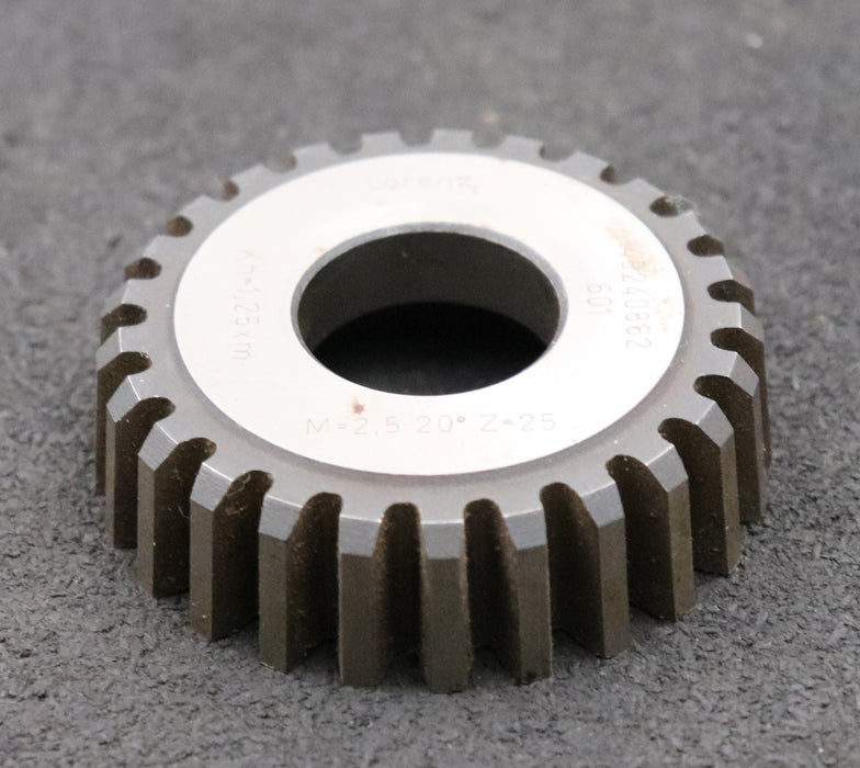 LORENZ Scheibenschneidrad m= 2,5mm EGW 20° Z= 25 Kh= 1,25xm Ø67x19xØ25mm