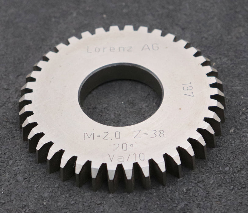 LORENZ Scheibenschneidrad m= 2mm EGW 20° Z= 38 Ø80x10xØ1 1/4'' gebraucht