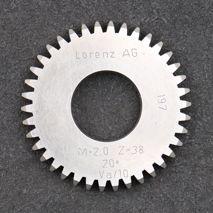 LORENZ Scheibenschneidrad m= 2mm EGW 20° Z= 38 Ø80x10xØ1 1/4'' gebraucht
