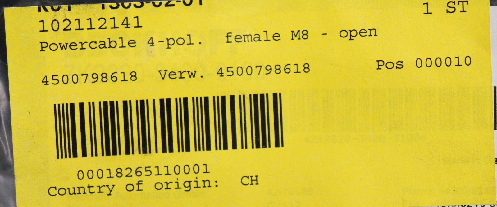 Bild des Artikels BECKHOFF-10m-Powerleitung-ZK2020-3400-0100-Baugröße-M8-4-polig-female-unbenutzt