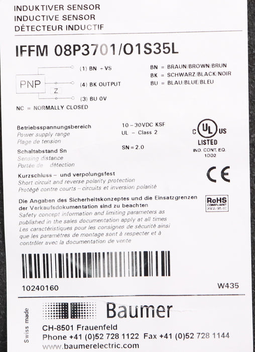 Bild des Artikels BAUMER-induktiver-Näherungsschalter-IFFM-08P3701/01S35L-unbenutzt-in-OVP