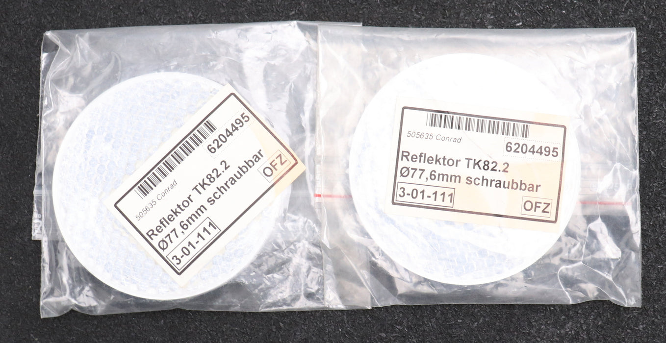 Bild des Artikels LEUZE-ELECTRONIC-2x-Reflektoren-TK-82.2-Ø-83,65mm-schraubbar-Nr.:-50024127