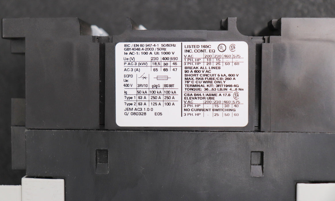 Bild des Artikels SIEMENS-Leistungsschütz-3RT1044-1AL20-Spullenspannung-230V-50/60Hz-65A