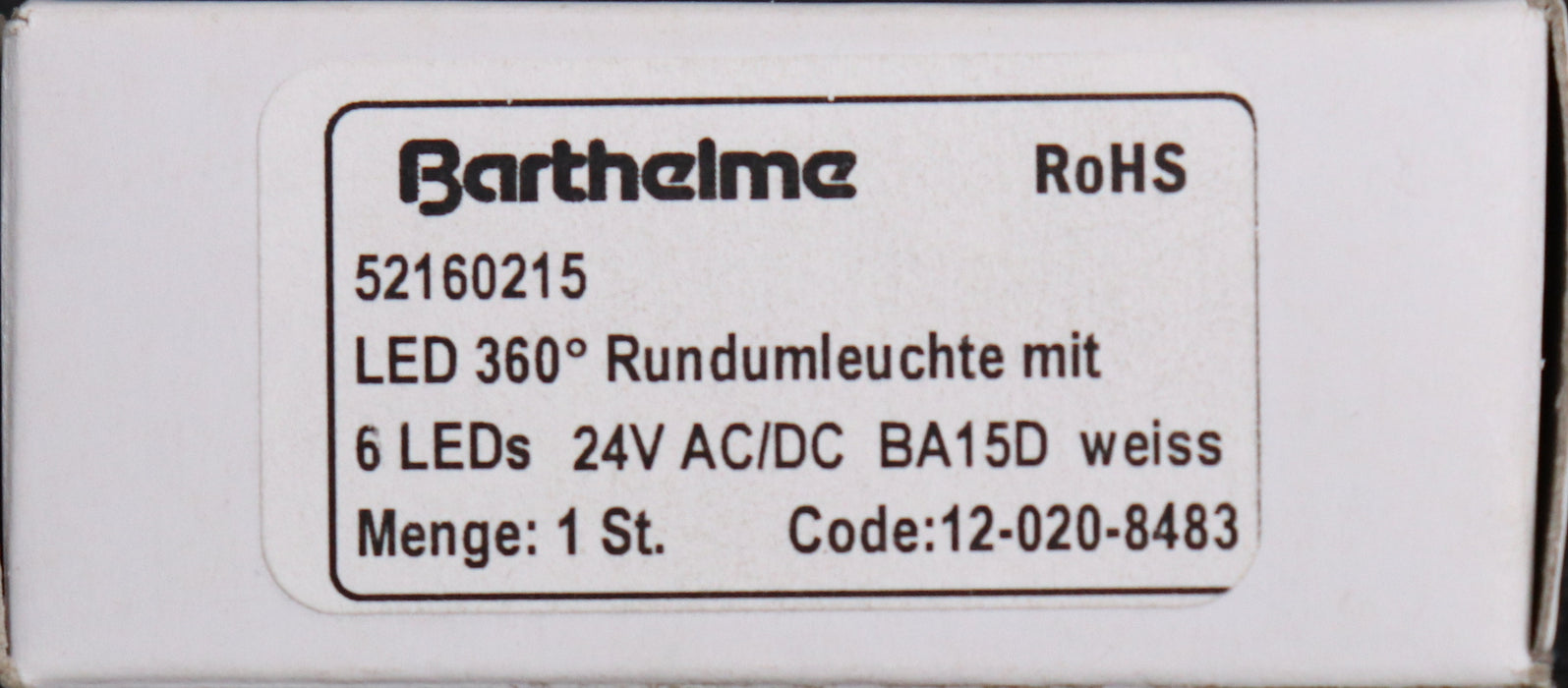 Bild des Artikels BARTHELME-LED-360°-Rundumleuchte-mit-6-LED's-52160215-24VAC/DC-BA15D-weiss