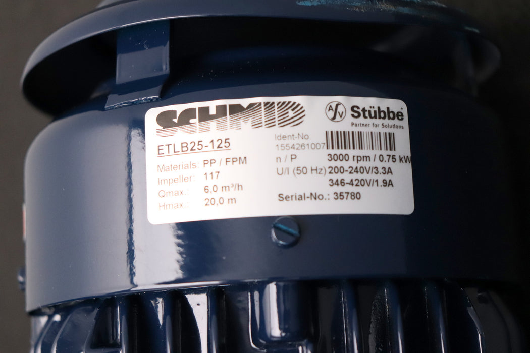 Bild des Artikels SCHMIDT-/-STÜBBE-Eintauchpumpe-ETLB-25-125-3000rpm/0,75kW-50Hz-Qmax-6,0m³/h