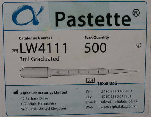 Bild des Artikels PASTETTE-500x-Einweg-Pasteurpipette-graduirt-3ml-LW4111-Länge-155mm