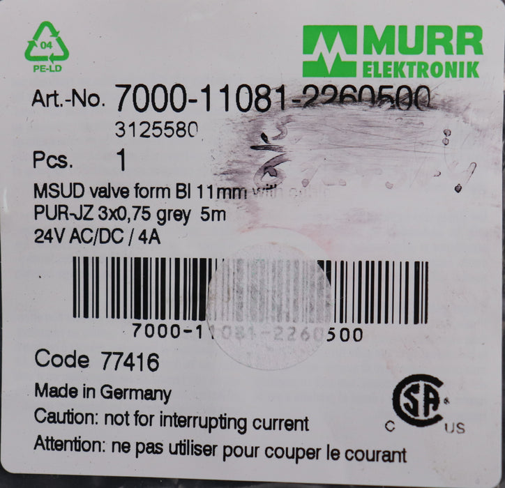 Bild des Artikels MURR-ELEKTRONIK-MSUD-Ventilst.-ArtNr.:-7000-11081-2260500-Kabellänge-5m