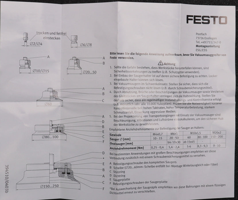 Bild des Artikels FESTO-Vakuumsauger-ESS-30-SF-Mat.Nr.-189302-Min.-Werkstückradius-110mm