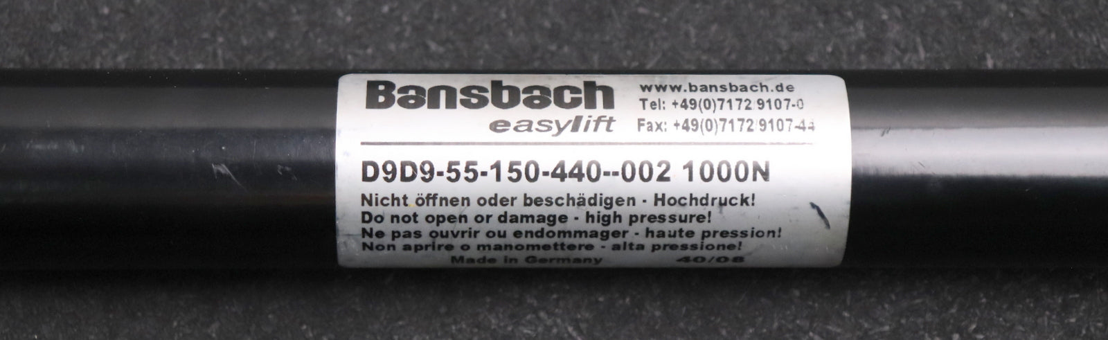 Bild des Artikels BANSBACH-Industrie-Gasdruckfedern-D9D9-55-150-440--002-1000N-Anschubkraft-1000N