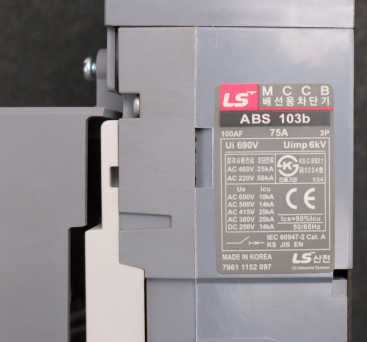 Bild des Artikels META-MEC-Lasttrennschalter-MCCB-ABS-103b-75A-Ui-690V-Uimp-6kV-gebraucht