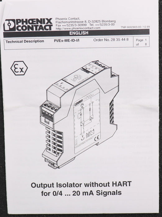 Bild des Artikels PHOENIX-CONTACT-Signaltrenner-PI/EX-ME-ID-I/I-Art.Nr.-2835448-unbenutzt-in-OVP