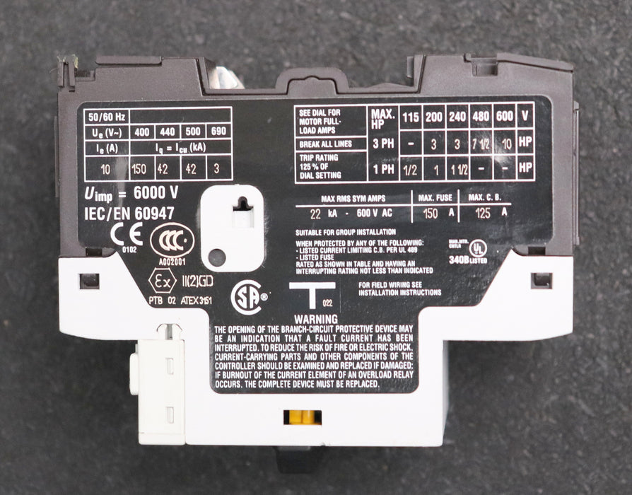Bild des Artikels MOELLER-Motorschutzschalter-PKZM0-10-Uimp=-4000V-Ith=-2,5A-230VAC/-1A-gebraucht