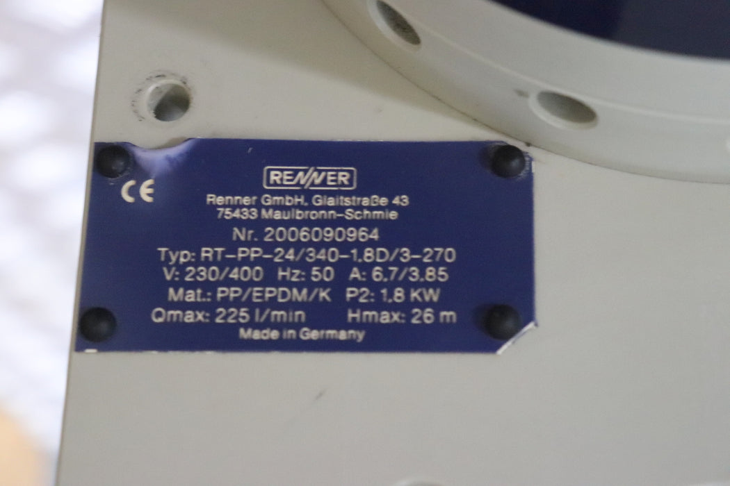Bild des Artikels RENNER-Pumpe-Typ:-RT-PP-24/340-1,8D/3-270-230/400V-50Hz-6,7/3,85A-1,8kW-225l/min