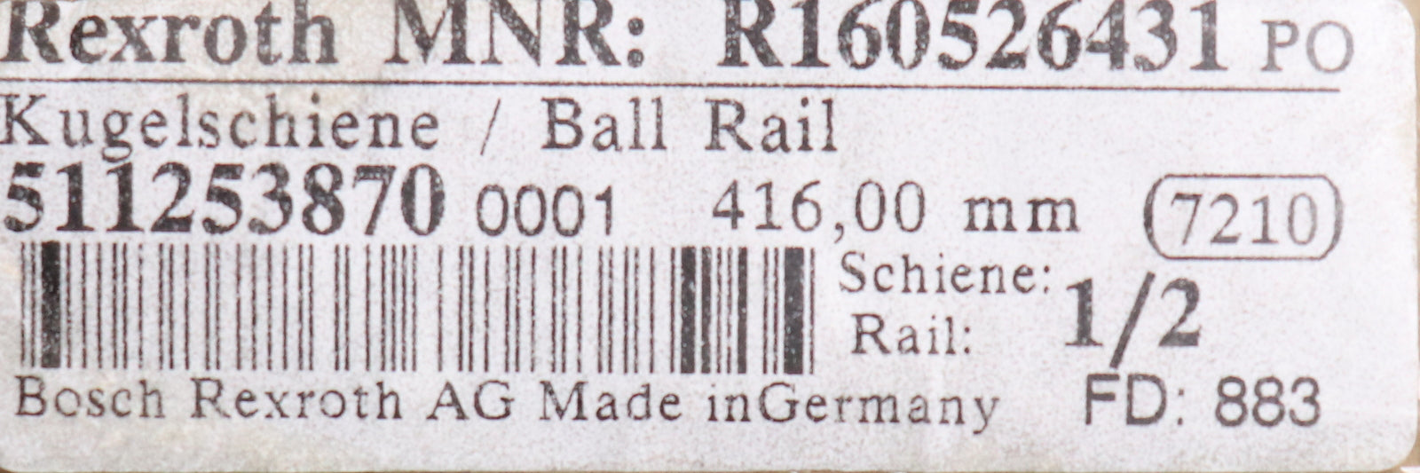 Bild des Artikels REXROTH-Kugelschiene-R160526431-25-N-L146-28-28-Länge-416mm-Rail-1/2---unbenutzt