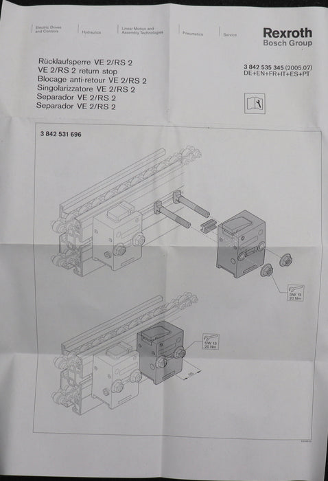 Bild des Artikels REXROTH-Rücklaufsperre-VE-2/RS-MNR-3842.531.696-mit-3842515956-unbenutzt-in-OVP