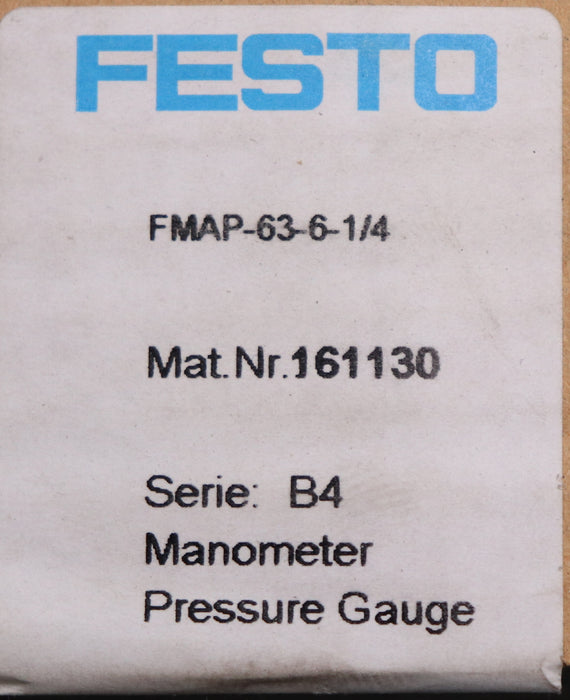 Bild des Artikels FESTO-Flansch-Manometer-FMAP-63-6-1/4-Mat.Nr.-161130-Ø-63mm-B4-1-6bar-Kl.-1,0