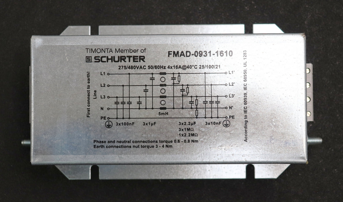 Bild des Artikels SCHURTER-Netzfilter-4-polig-FMAD-0931-1610-275/480VAC-50/60Hz-16A-unbenutzt