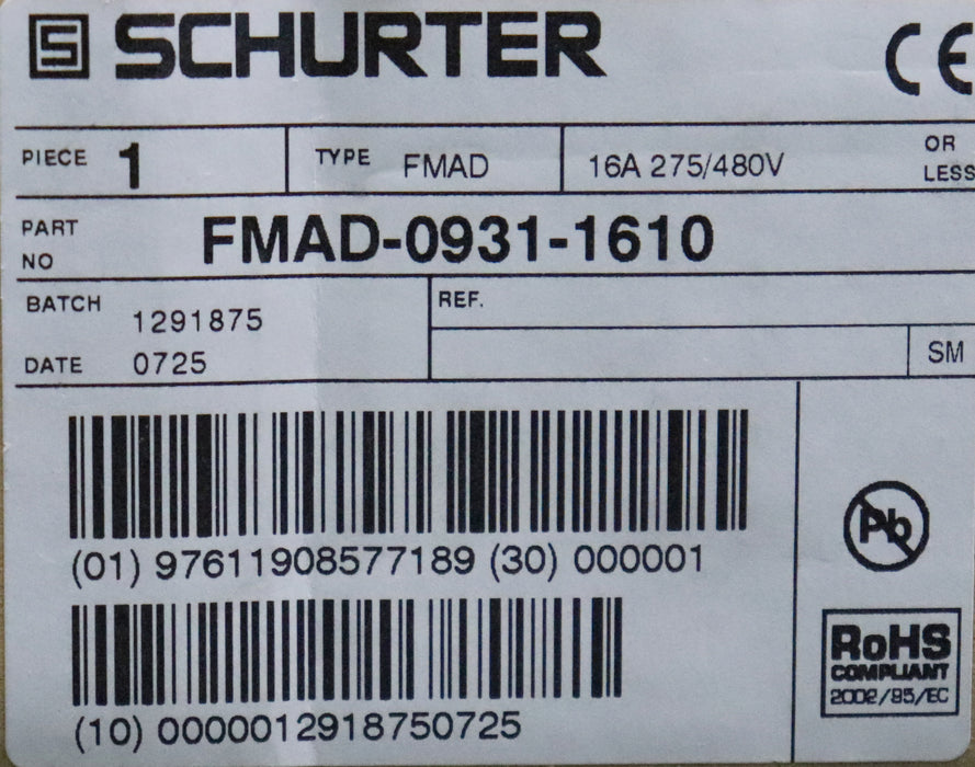 Bild des Artikels SCHURTER-Netzfilter-4-polig-FMAD-0931-1610-275/480VAC-50/60Hz-16A-unbenutzt
