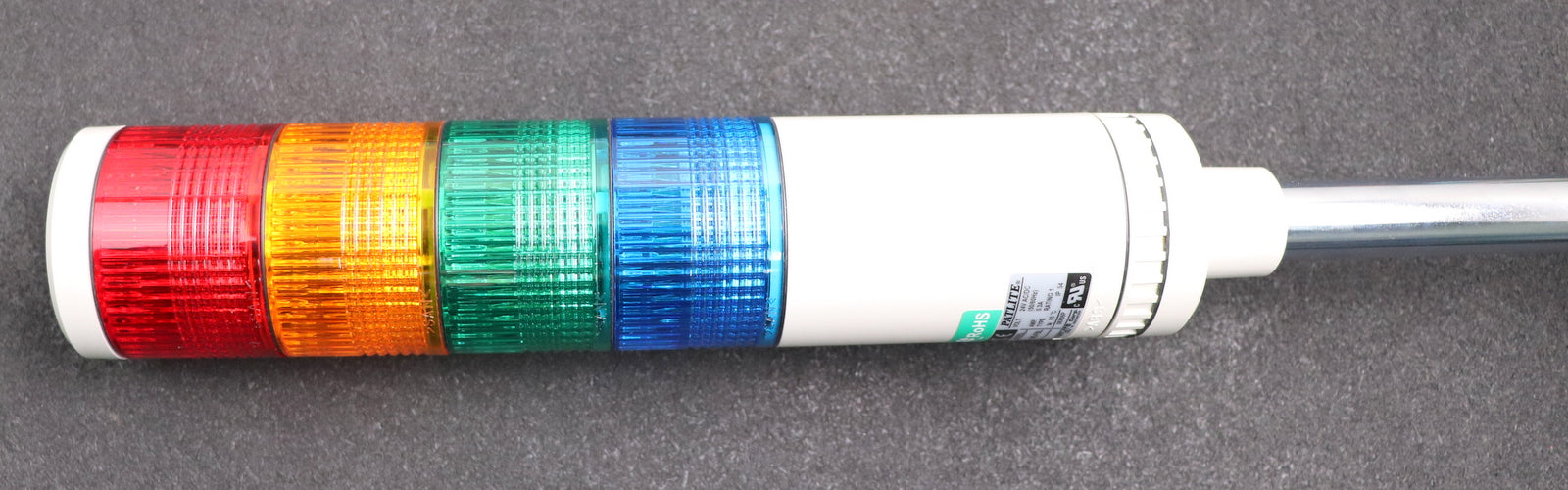 Bild des Artikels PATLITE-Signalturm-LME-402FBL-RYGB-mit-Rot-/-Gelb-/-Grün-/-Blau-Horn-24VAC/DC
