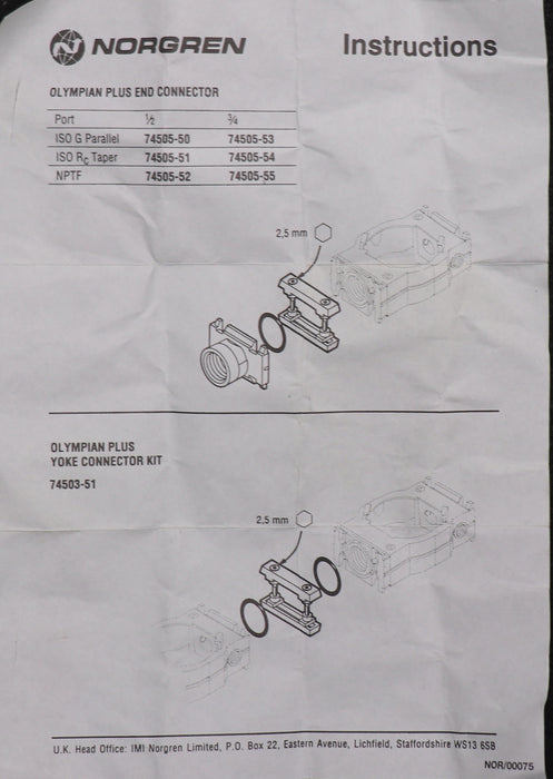 Bild des Artikels NORGREN-PR/Switch-Porting-Block-Kit-64-Series-Olympian-Art.Nr.-4346-99-unbenutzt