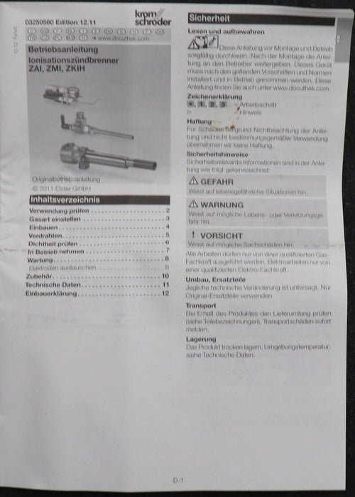 Bild des Artikels KROMSCHRÖDER-Ionisationszündbrenner-ZMI-16TB-200NZ-Gas-B-Pmax-=-1,5kW