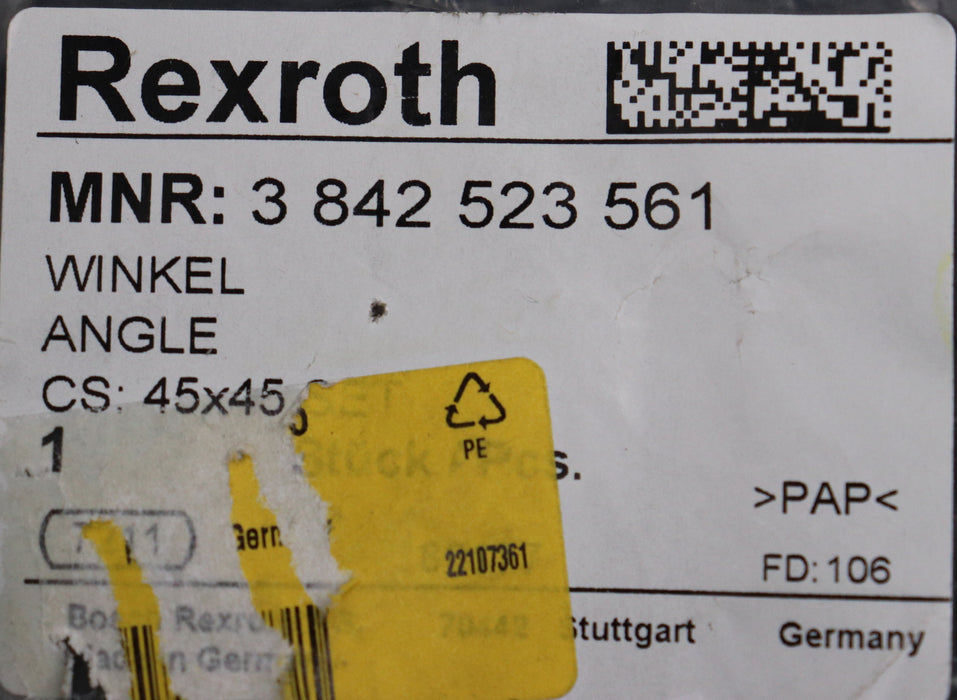 Bild des Artikels REXROTH-Winkel-Set-45x90mm-MNR-3-842-523-561-Alu-Druckguss-unbenutzt-in-OVP