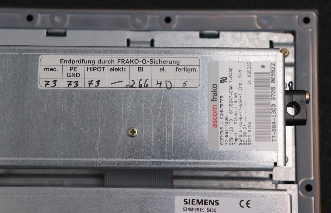 Bild des Artikels SIEMENS-SINUMERIK-840C-Flachbedientafel-Color-19"-6FC5103-0AB03-1AA2-Version-B