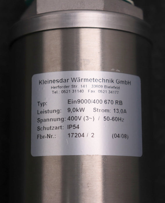 Bild des Artikels KLEINESDAR-Einschraub-Heizkörper-9kW--13A-U=-400VAC-Typ--EIN9000/400-670-RB