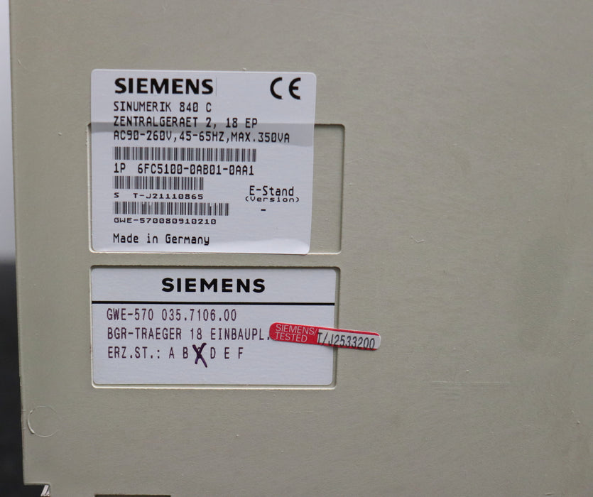 Bild des Artikels SIEMENS-SINUMERIK-840C-Zentralgerät-2-18-EP-BGR-Träger-für-18-Platinen-Rack