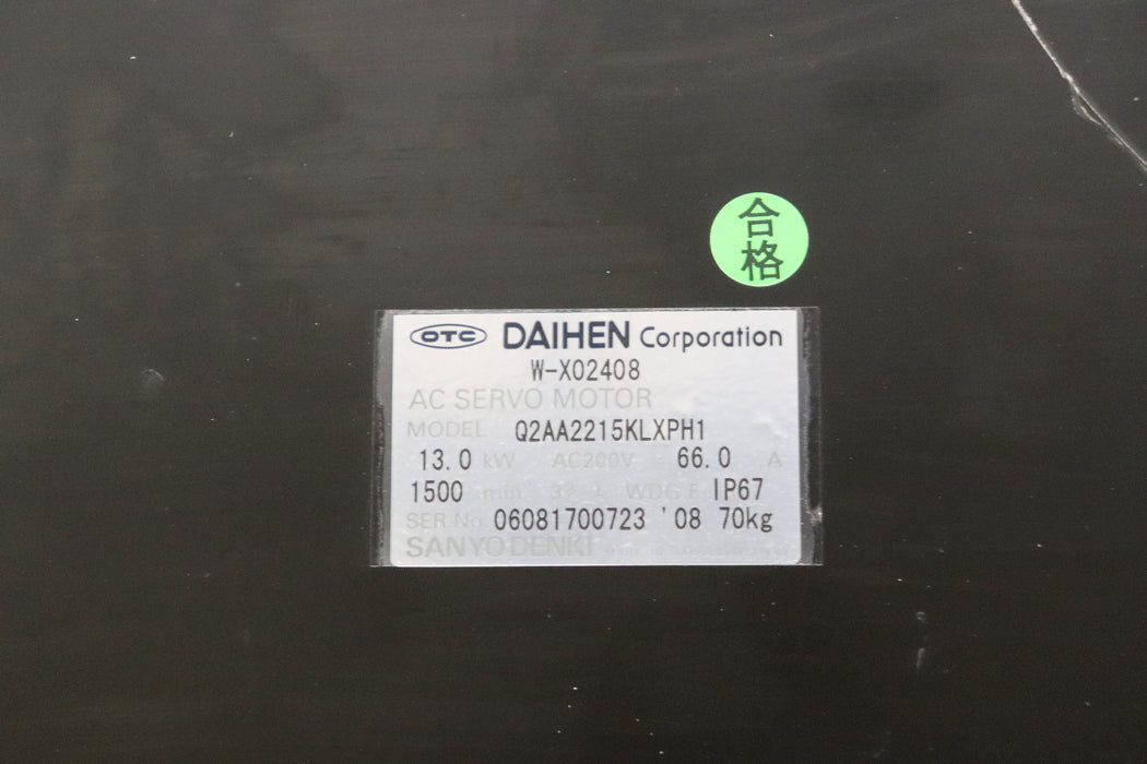 Bild des Artikels OTC-DAIHEN-AC-Servo-Motor-W-X02408-Model-Q2AA2215KLXPH1-13kW-200VAC-66A