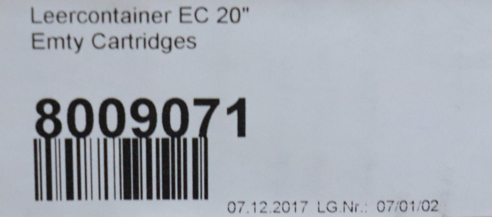 Bild des Artikels Leercontainer-CGEC-20LM-Empty-cartridge-20"-Lenght-Ø-4,5"-transparent-No-8009071