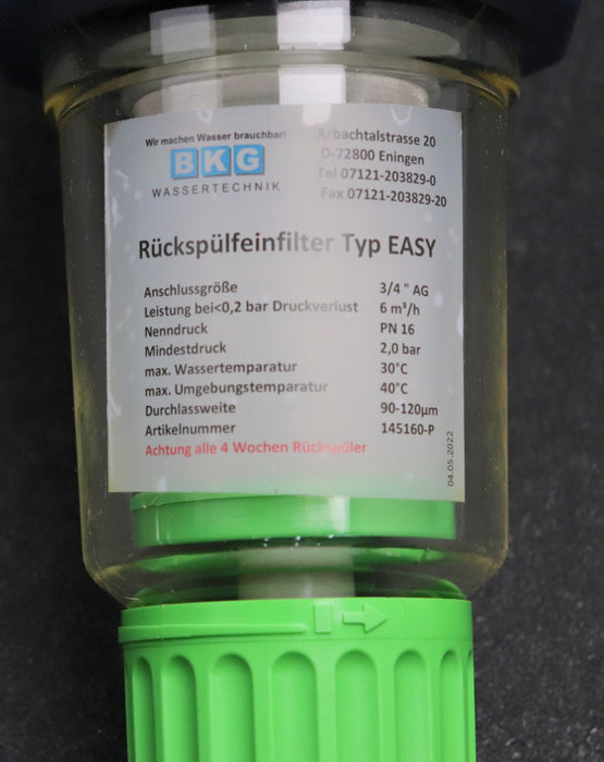 Bild des Artikels BKG-Rückspülfeinfilter-Typ-EASY-Art.Nr.-145160-p-Anschlußgröße-3/4''-AG
