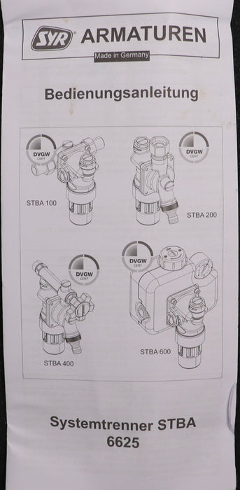 Bild des Artikels SYR-Systemtrenner-BA-Typ-STBA-100-Art-Nr.:-6625.15.000-Nennweite-DN15