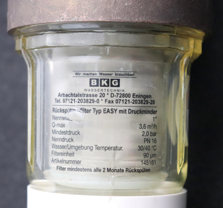 Bild des Artikels BKG-Rückspülfilter-Typ-EASY-mit-Druckminderer-Art.Nr.-145161-Q-max.-3,6m³/h