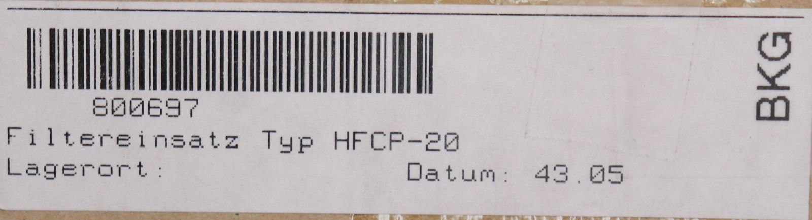 Bild des Artikels Filtereinsatz-Typ-HFCP-20-20um-247x-Ø70mm-unbenutzt