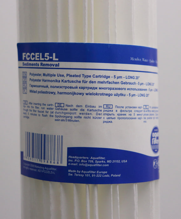 Bild des Artikels AQUAFILTER-mehrfach-verwendbare-Polyesterfilterpatrone-FCCEL5-L-5mic.-Länge-20"
