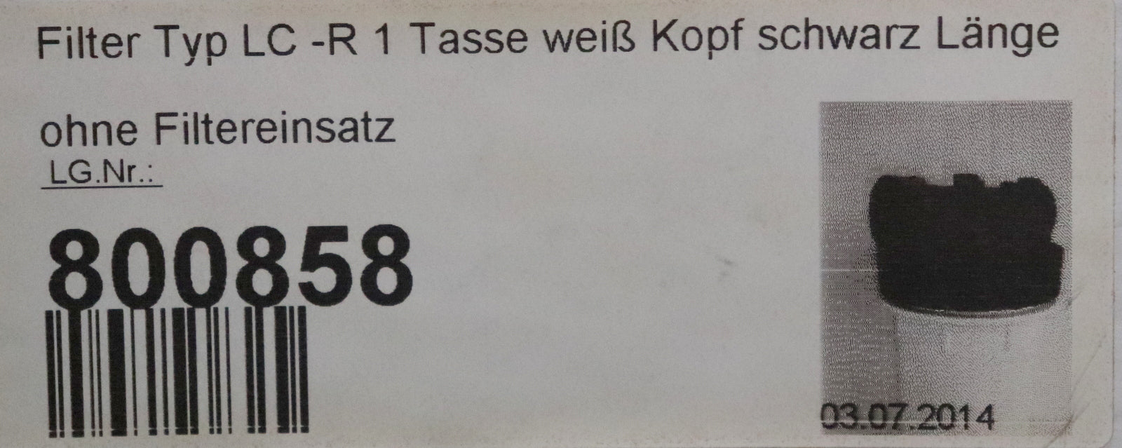 Bild des Artikels Filter-Typ-LC-R-1-Tasse-weiß-Kopf-Schwarz-Anschlüsse-1''-InnenØ-135mm