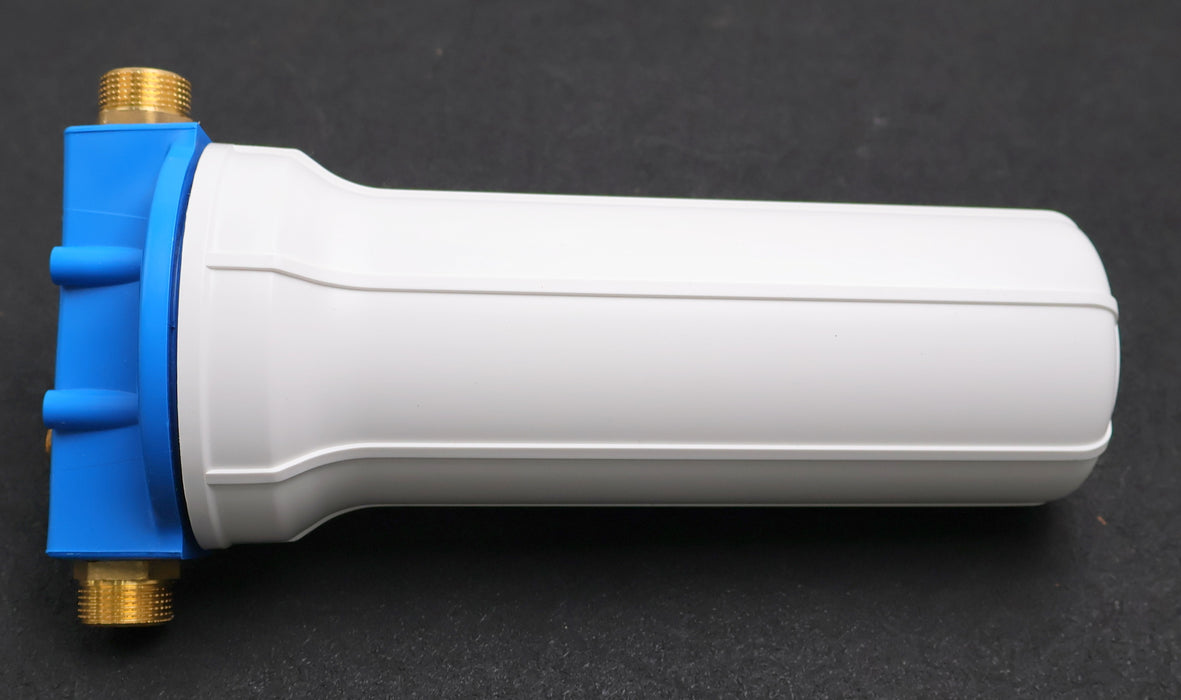 Bild des Artikels Filtergehäuse-10"-mit-Messing-Anschluss-3/4''-Tasse-weiß-Deckel-Blau