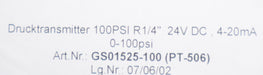 Bild des Artikels Drucktransmitter-Type:-PT-506-R-1/4''-24VDC-4-20mA-0-300psi-unbenutzt