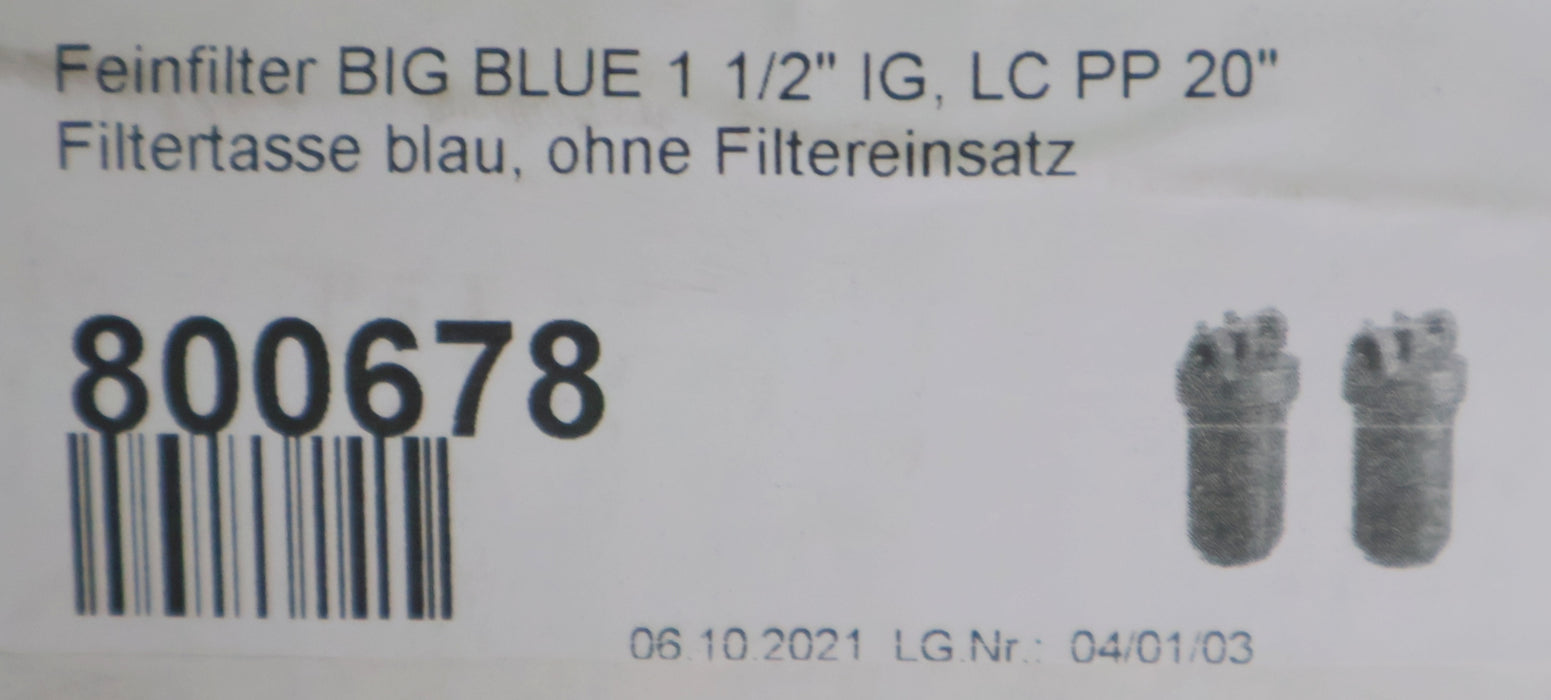 Bild des Artikels Big-Blue-Filtergehäuse-PP-20''-Anschlüsse-1-1/2''-Filtergehäuse-blau