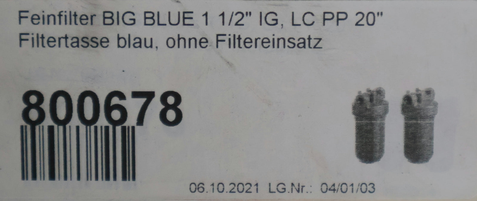 Bild des Artikels Big-Blue-Filtergehäuse-PP-20''-Anschlüsse-1-1/2''-Filtergehäuse-blau-unbenutzt
